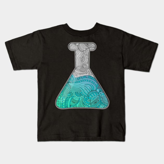 Zentangle textured laboratory test tube Kids T-Shirt by ComPix